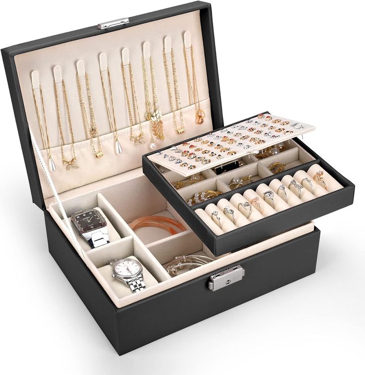 Luxury Leather Jewelry Storage Organizer Box