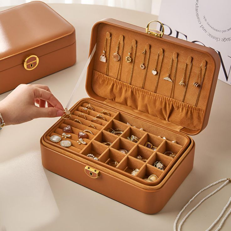 Luxury Leather Jewelry Storage Organizer Box