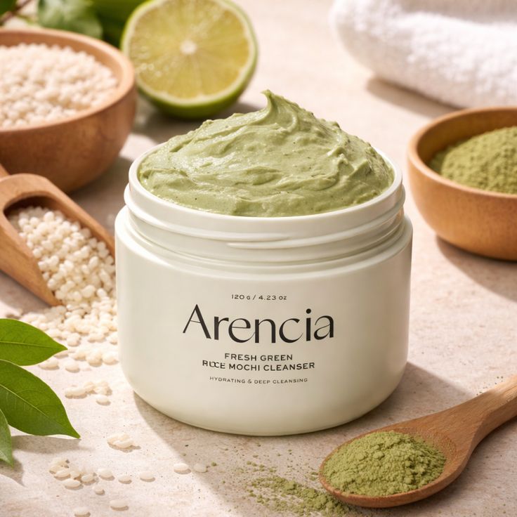 Arenica Fresh Green Rice Mochi Cleanser – Made in Korea Gentle & Nourishing Face Cleanser