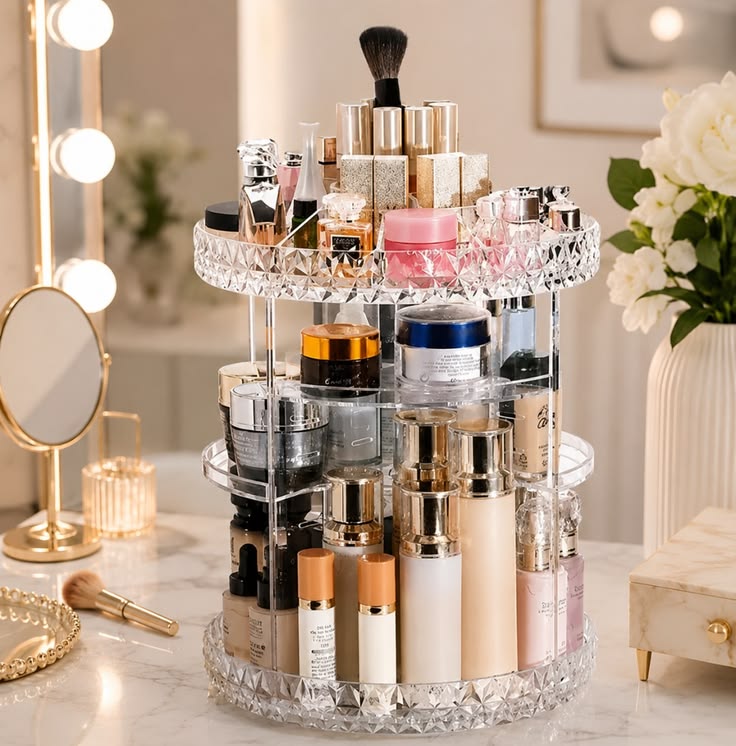 360° Rotating Makeup Organizer Storage Rack